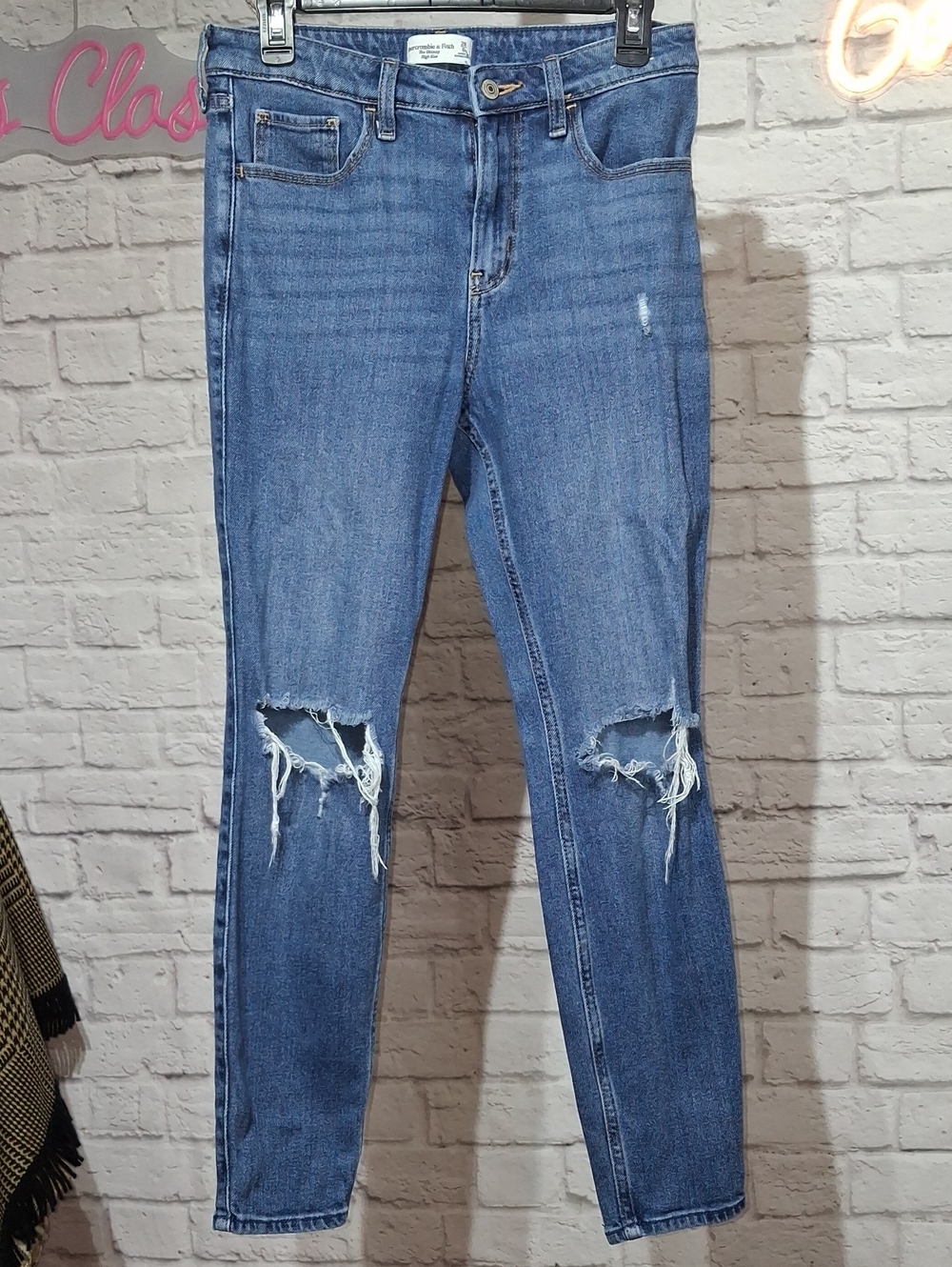 Abercrombie & Fitch Medium Blue Distressed Skinny Jeans